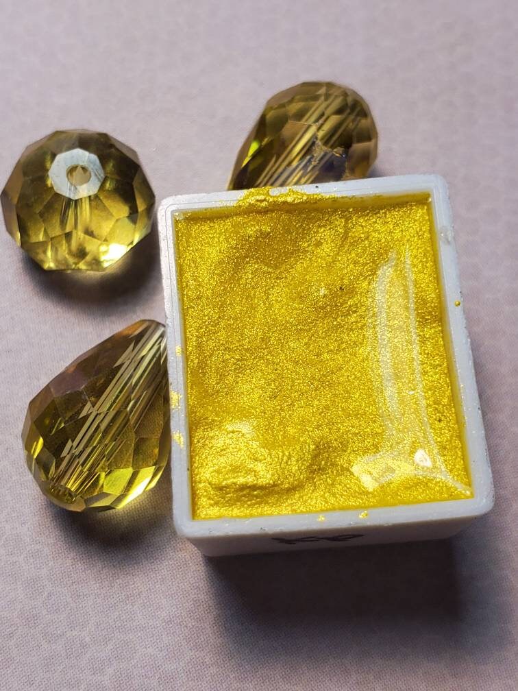 Goldenrod, Metallic, shimmering, handmade watercolor paint for painting