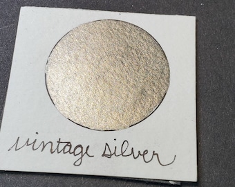 Vintage Silver, Metallic, shimmering, handmade watercolor paint for painting, mixed media and paper scrapbooking, and stamping.