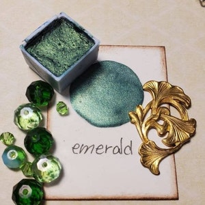 Vernice ad acquerello color smeraldo, metallico, luccicante, fatta a mano per pittura, tecnica mista, scrapbooking su carta e stampaggio.