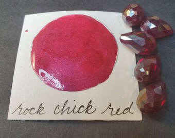Rock Chick Red , Metallic, shimmering, handmade watercolor paint for painting, mixed media and paper scrapbooking, and stamping.