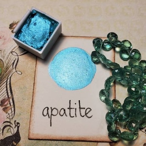 Apatite Metallic, pittura ad acquerello scintillante fatta a mano per pittura, tecnica mista, scrapbooking su carta e stampaggio.