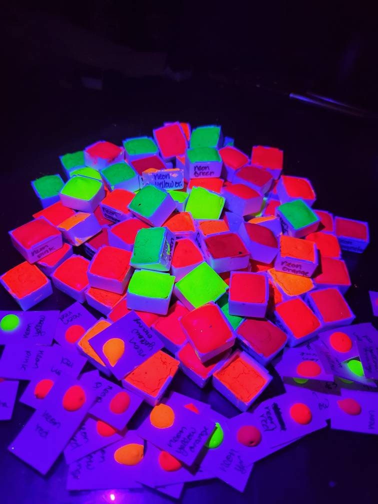 Neon Yellow Orange, neon, handmade watercolor paint for painting, mixed