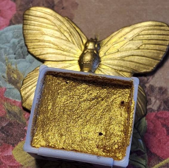 Pure Gold, Metallic, shimmering, handmade watercolor paint for painting, mixed media and paper