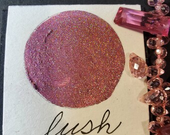 Lush holographic, Metallic, shimmering, handmade watercolor paint for painting, mixed media and paper scrapbooking, and calligraphy.