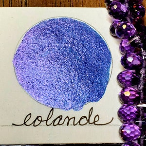 Eolande, pittura ad acquerello metallica, scintillante, fatta a mano per pittura, tecnica mista, scrapbooking su carta e stampaggio.