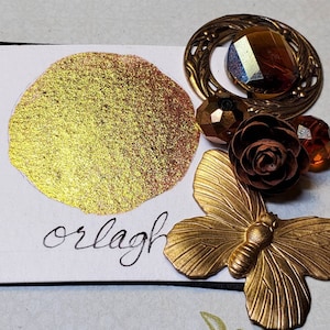 Orlagh, metallico, scintillante, pittura ad acquerello fatta a mano per la pittura, tecnica mista e scrapbooking della carta e stampaggio.