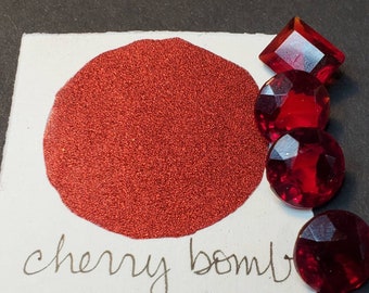 Cherry Bomb chrome Metallic, shimmering, handmade watercolor paint for painting, mixed media and paper scrapbooking, and stamping.