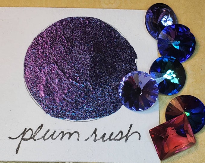Featured listing image: Plum Rush, Metallic, shimmering, handmade watercolor paint for painting, mixed media and paper scrapbooking, and stamping.