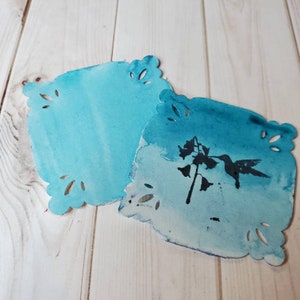Hermosa Beach, pittura ad acquerello opaca realizzata a mano per pittura, tecniche miste, scrapbooking su carta e timbratura.