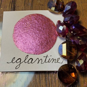 Eglantine, Metallic, shimmering, handmade watercolor paint for painting, mixed media and paper scrapbooking, and stamping.