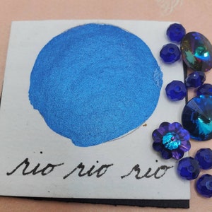 Rio Rio Rio, pittura ad acquerello metallica, scintillante, fatta a mano per pittura, tecnica mista, scrapbooking su carta e stampaggio.