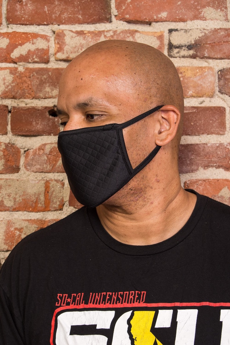 4 PACK. Black Cloth Face Mask. 3 Layers Soft Fabric Etsy