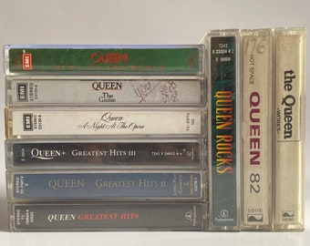 Queen / Greatest Hits I II III A Night At the Opera The Game News of World Works Rocks Hot Space Bohemian Rhapsody  - Audio Cassette Tape