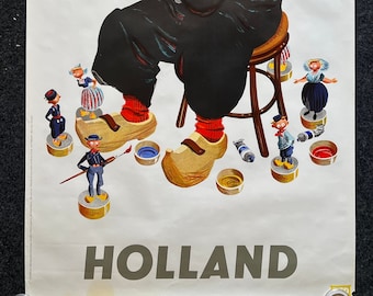 1959 Holland Toy Maker Netherlands Tourism Travel Kuhn & Zoon Poster Vintage – Vintage Christmas Decoration Dutch Wall Art – 24 x 40