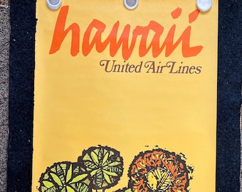 1967 Hawaiian United Air Lines Vintage Reiseplakat, Original Reiseplakat, Vintage Reisekunst, hawaiianisches Kunstwerk, hawaiianische Souvenirs Geschenke