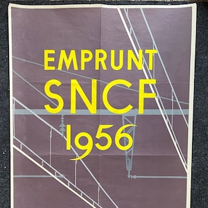 Póster de viaje del ferrocarril francés original de 1956 – Obra de arte de SCNF Tauzin – Regalos de ferrocarril de recuerdos de ferrocarril vintage – 24 x 40