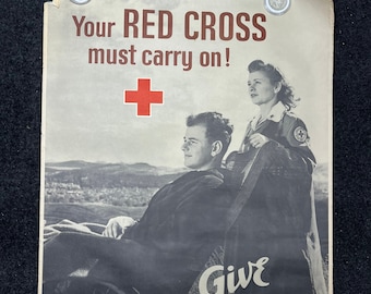 1943 Rotes Kreuz Spenden Poster - Rotes Kreuz Erinnerungsstücke Original Weltkrieg 2 Erinnerungsstücke, Krankenpflege Geschenke, Rotes Kreuz Geschenke, Geschenke für sie, Geschenk
