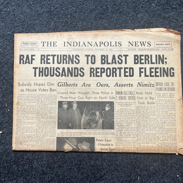 1943 RAF vs Luftwaffe WW2 Newspaper - Original European Theatre Memorabilia