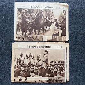 第一次世界大戦ムッソリーニのヴィンテージ新聞写真欄、第一次世界大戦の記念品とギフト、歴史とオタクのお土産、看護美術ギフト