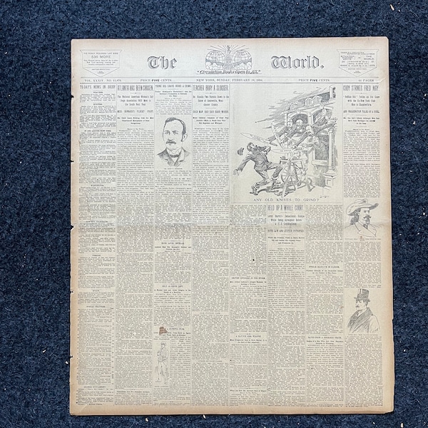 1894 Buffalo Bill Fights Fred May Original Vintage Newspaper, Wild West Memorabilia Gifts, Gifts for Dads Husbands, Cowboy Rodeo Deco