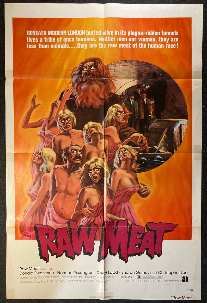 1973 Cannibal Horror Raw Meat Original Rare 1973 Folded Theatre