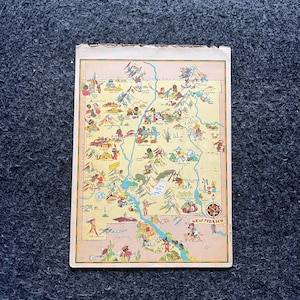1931 Cartoon NEW MEXICO Bildkarte, Original Atlas Seite, Cottage Core Art, Vintage Wanddekoration, Sammlerstücke im westlichen Stil, Comic Geschenke