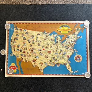 1941 WW2 Original Greyhound Bus Line Colorful Poster 30x20 US Map, Vintage Wall Art of America, Original Wall Decor Artwork, WW2 Memorabilia