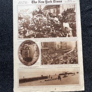 第一次世界大戦のヴィンテージ新聞写真セクション、第一次世界大戦の記念品とギフト、歴史とオタクのお土産、ヴィンテージのオリジナル新聞