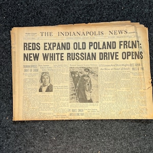 1944 USSR Conquest of Poland, Military WW2 Newspaper, Army Gifts for Dads, History Gifts, Antique Collectibles, Memorabilia Decor