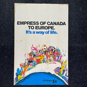 Original 1960 Canadian Pacific Cruise Poster Vintage Travel Art, Ship Art, Emperatriz de Canadá