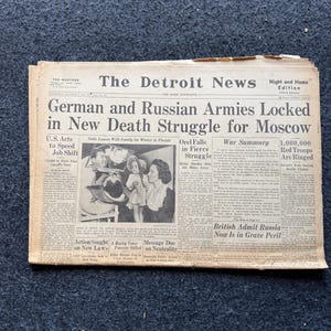 1941 Battle for Moscow Newspaper: Original WWII Memorabilia