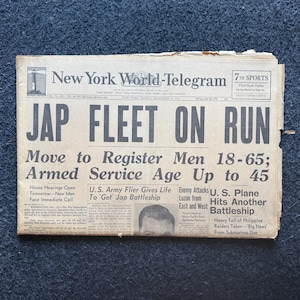 1941 Pearl Harbor Attack WW2 Memorabilia, WW2 Antique Gifts, Vintage Original World War 2 Newspaper – Military for Him History Fans Pacific