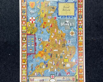 1950er Jahre Karte von Royal Britain Travel Poster -The British Travel and Holiday Association - Vintage Travel Poster British Art, UK History,British