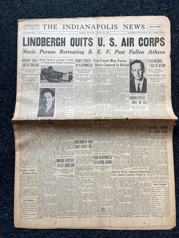 vintage L.G.B news paper design タンクトップ 1941 WW2 Early Vintage Newspaper, Wall Decor, German Blitzkreig