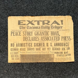 Original False Armistice World War I Peace Newspaper - Day Of – WWI Memorabilia, Historic Gifts and Newspapers, Collectible Gifts, Military