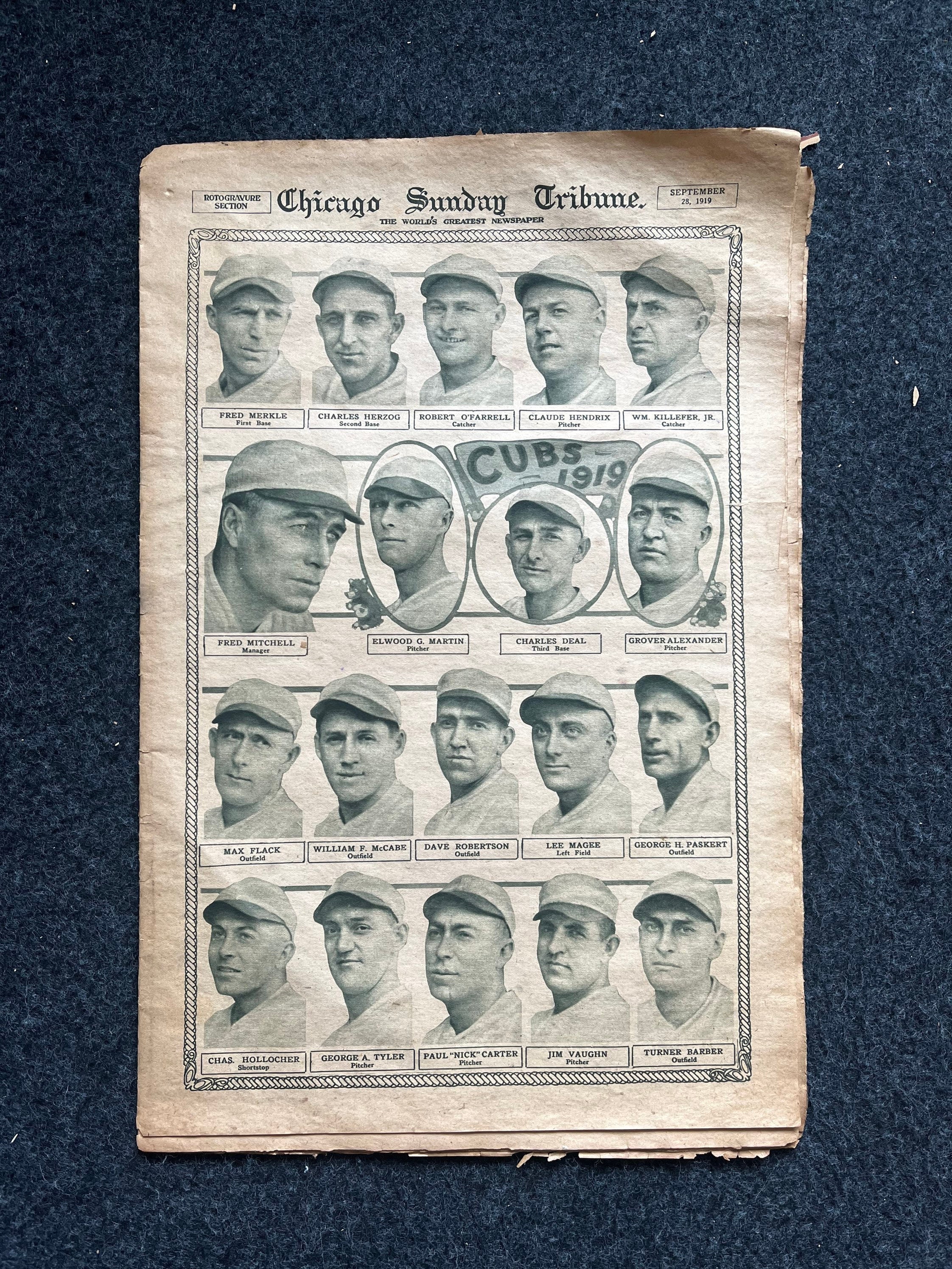 1919 Chicago Cubs Baseball Newspaper Chicago Tribune -  Hong Kong