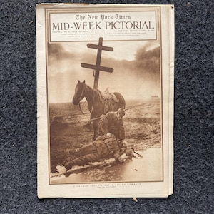 Sección ilustrada de periódicos antiguos de la Primera Guerra Mundial, recuerdos y regalos de la Primera Guerra Mundial, recuerdos históricos y nerds, periódicos originales antiguos.