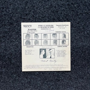 Authentic 1934 Albert Reilly Dillinger Gang, FBI Wanted Poster with Certificate of Authenticity, True Crime Memorabilia, 1930s Prohibition