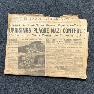 1943 German Gas Factory Hit, USSR Art, Late WW2 European Theatre Newspaper, Original Vintage World War 2 Memorabilia, Dad Gifts, History
