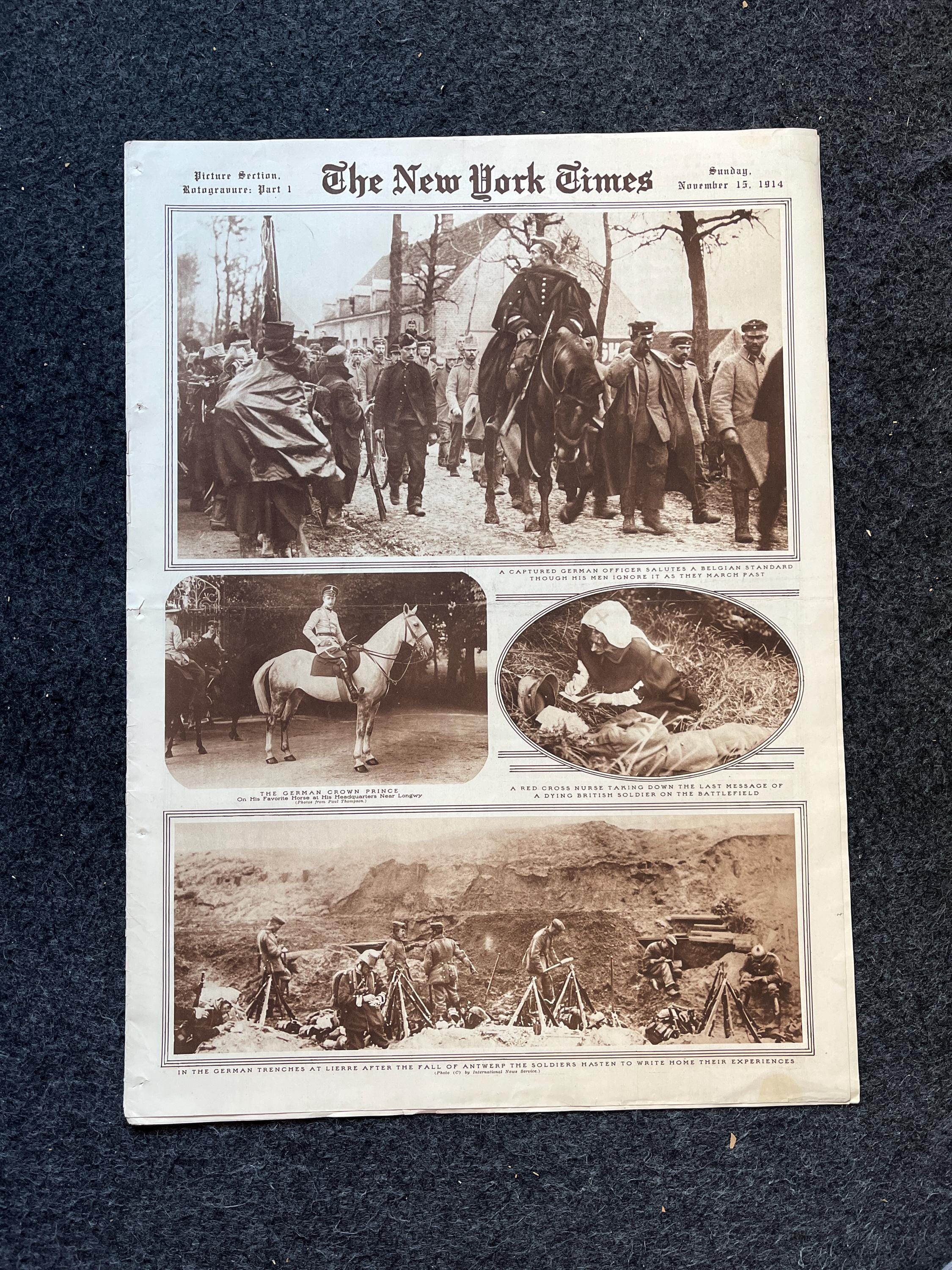 WWI Vintage Newspaper Pictorial Section, World War One Memorabilia and Gifts, History and Nerdy Souvenirs, Vintage Original Newspaper