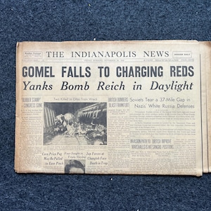 1943 Russia Takes Gomel, USSR Art, Late WW2 European Theatre Newspaper, Original Vintage World War 2 Memorabilia, Dad Gifts, History Present