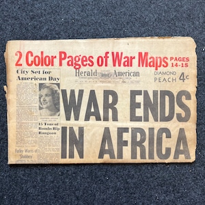 1943 WW2 Guerre en Afrique gagnée -Belles cartes et graphiques WW2 - Tunisie libérée de l’Allemagne - WW2 Souvenirs, Cadeaux d’histoire, Militaire