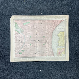 1890s Kansas City & Kansas Map, Original Atlas Maps, Vintage Wall Decor, Collectible Wall Art, Vintage Maps, Antique Gifts for Him,