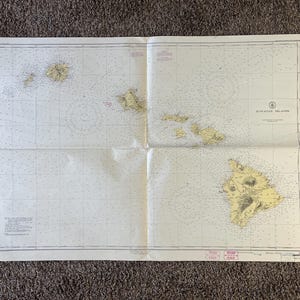 Large 1950s Map of Hawaii and Oahu 32 x 46, Pearl Harbor Maps, Vintage Travel Art, Hawaiian Artwork, Hawaiian Souvenirs Gifts, Island Art