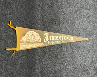 Jamestown Virginia, American Colonies - Virginia Souvenirs, Gifts for Virginians, Large Original Vintage Felt Pennant, Wall Decor, College