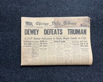 MOST FAMOUS NEWSPAPER in the World, 1948 Dewey Defeats Truman Political History, Historic Collectibles Wall Decor, Democratic Gifts