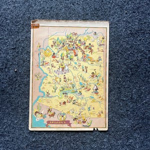 1931 Cartoon ARIZONA-afbeeldingskaart, originele Atlas-pagina, Cottage Core Art, vintage wanddecoratie, verzamelobject westerse stijl, komische geschenken