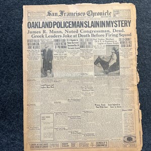 1922 Oakland Murder Prohibition Newspaper, San Francisco Art, Vintage Newspaper, Beer Alcohol Wall Decor, Mancave Wall Decor Gift for Him
