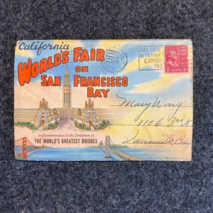Postales de lino vintage de la Feria Mundial de la Bahía de San Francisco de 1939 - Postales originales