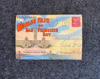 1939 Weltausstellung San Francisco Bay Vintage Leinen Postkarten - Original Postkarten